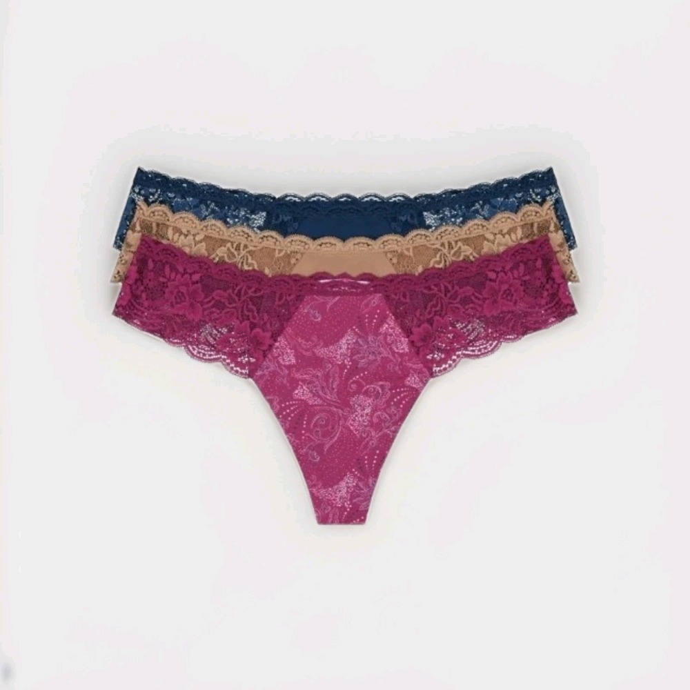 Joyspun Women's Microfiber Lace Thong Panties 3-Pack‎ XXL 20 NWOT